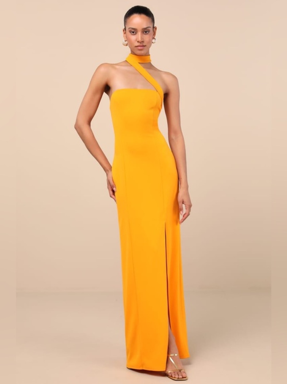 Lulu’s Seraphina Asymmetrical Column Maxi Dress
